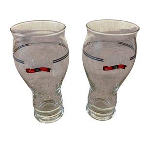 Set of 2 Samual Adams 12oz Beer Bar Glasses Silver Anniversary Edition 6.5"